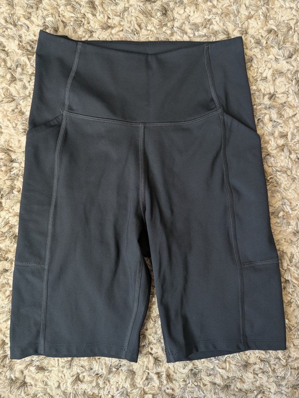 girlfriend collective Black High-Rise Bike Shorts with Side Pockets